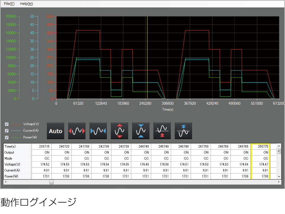 動作ログ表示機能 MLV（松定ログビューアー）｜PRKTシリーズ｜直流安定化電源 ラックマウント｜松定プレシジョン